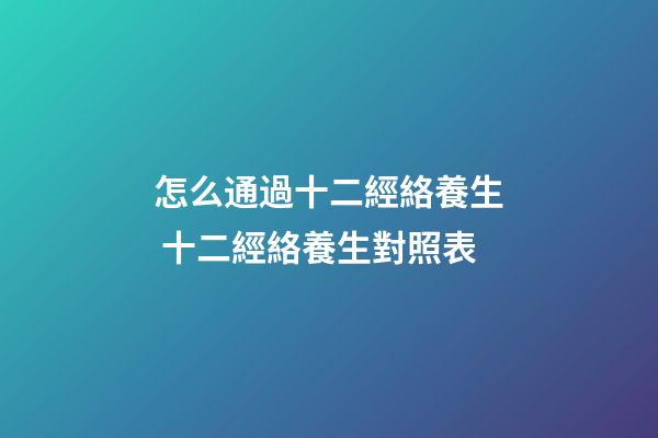 怎么通過十二經絡養生 十二經絡養生對照表